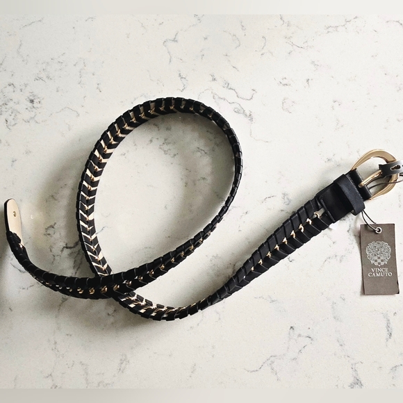 Vince Camuto Black and Gold Braided Belt - Picture 1 of 4